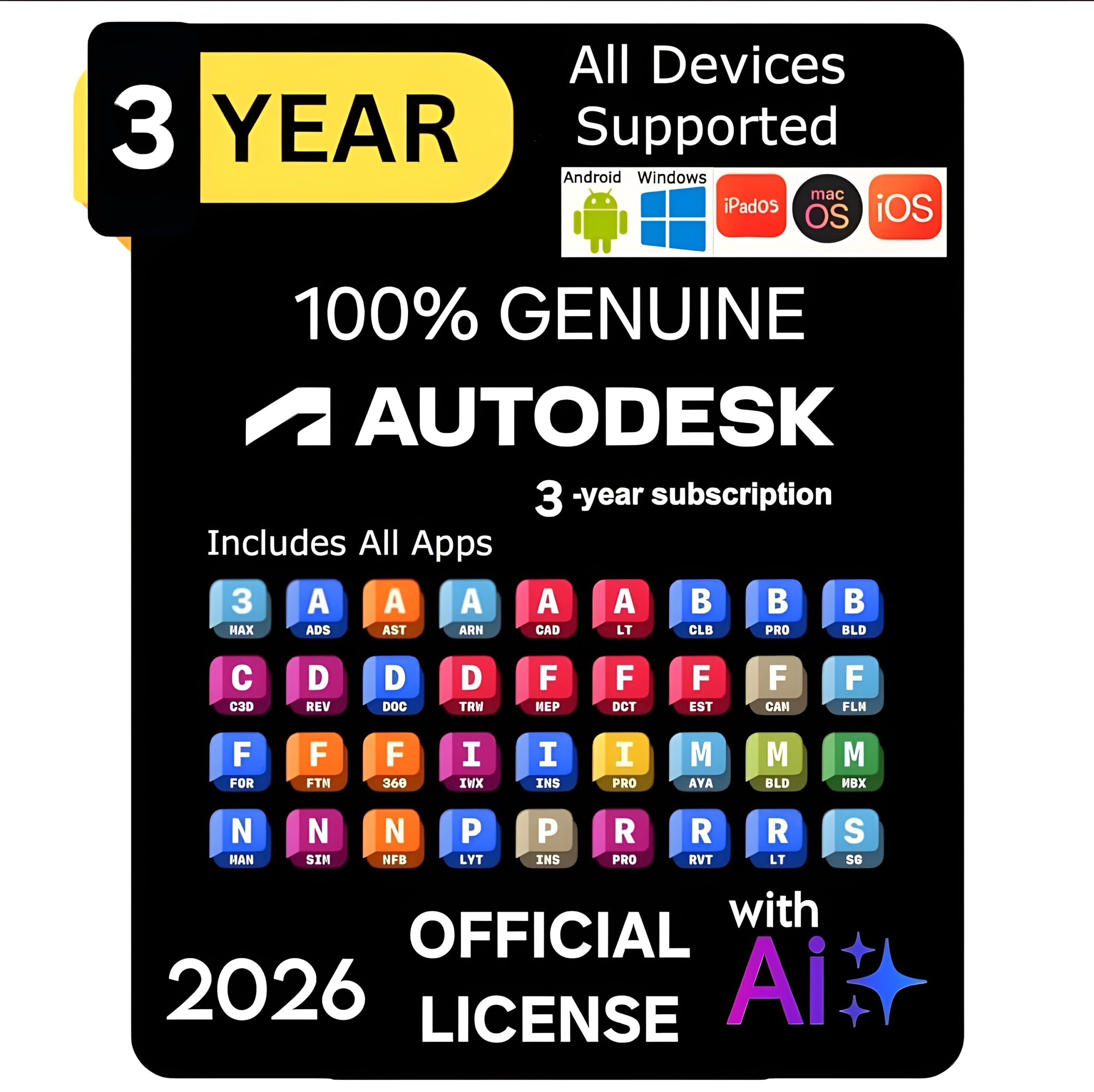 auto desk all apps with ai maya, revit, fusion 360, autocad lt, 3ds max, inventor, civil 3d, navisworks & more (3 years subscription) | unlimited reinstallation & online updates (100% genuine from official website, bind your own account) (all devices supported) auto desk all apps with ai maya, revit, fusion 360, autocad lt, 3ds max, inventor, civil 3d, navisworks & more (3 years subscription) | unlimited reinstallation & online updates (100% genuine from official website, bind your own account) (all devices supported)